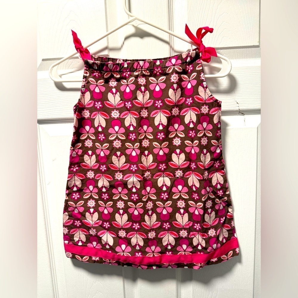 Hanna Andersson Floral Sleeveless Pillowcase Dress Girls Size 100 (4)